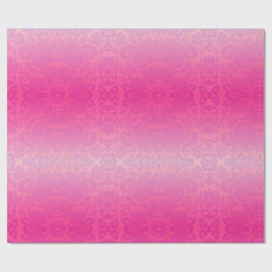Pink Ombre Damask Geschenkpapier (Flach)