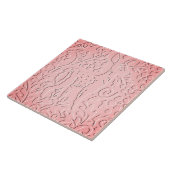Pink Ombre Deer Fawn Woodland Embossed Floral Fliese (Seite)