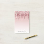 Pink Ombré Dripping Glitzer Monogram Post-it Hinwe Klebezettel (Auf Schreibtisch)