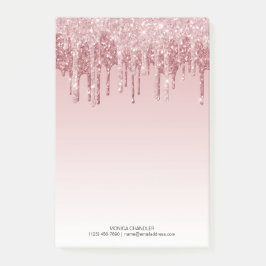 Pink Ombré Dripping Glitzer Monogram Post-it Hinwe Klebezettel
