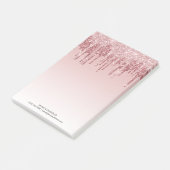 Pink Ombré Dripping Glitzer Monogram Post-it Hinwe Post-it Klebezettel (angewinkelt)