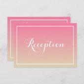 Pink Ombre Elegante Script Empfang Card Begleitkarte (Vorne/Hinten)