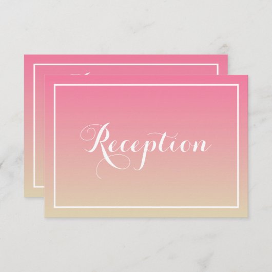 Pink Ombre Elegante Script Empfang Card Begleitkarte (Vorne/Hinten)