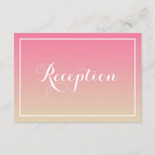 Pink Ombre Elegante Script Empfang Card Begleitkarte (Vorderseite)