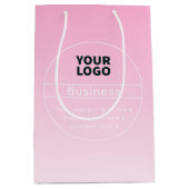 Pink Ombre | Firmenname und Logo | Kontaktinformat Mittlere Geschenktüte (Vorderseite)