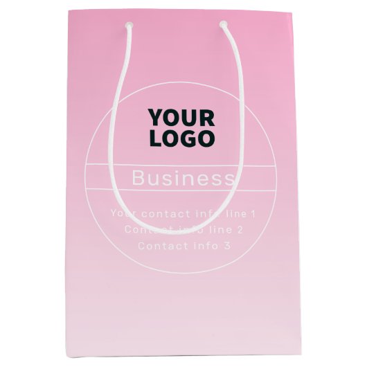 Pink Ombre | Firmenname und Logo | Kontaktinformat Mittlere Geschenktüte (Vorderseite)