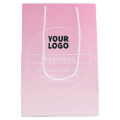 Pink Ombre | Firmenname und Logo | Kontaktinformat Mittlere Geschenktüte (Rückseite)