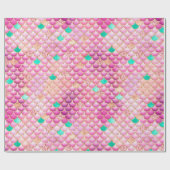 Pink Ombre Foil & Gold Glitzer Mermaid Scales Geschenkpapier (Flach)