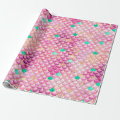 Pink Ombre Foil & Gold Glitzer Mermaid Scales Geschenkpapier (Ungerollt)