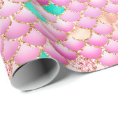 Pink Ombre Foil & Gold Glitzer Mermaid Scales Geschenkpapier (Rolleneckpunkt)