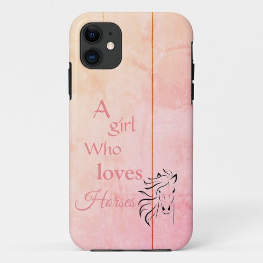 Pink Ombré Girl Who Liebe Pferde Script Girly Case-Mate iPhone Hülle (Rückseite)