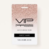 Pink Ombre Glitzer Bachelorette VIP Pass Lanyard Ausweis (Vorderseite)