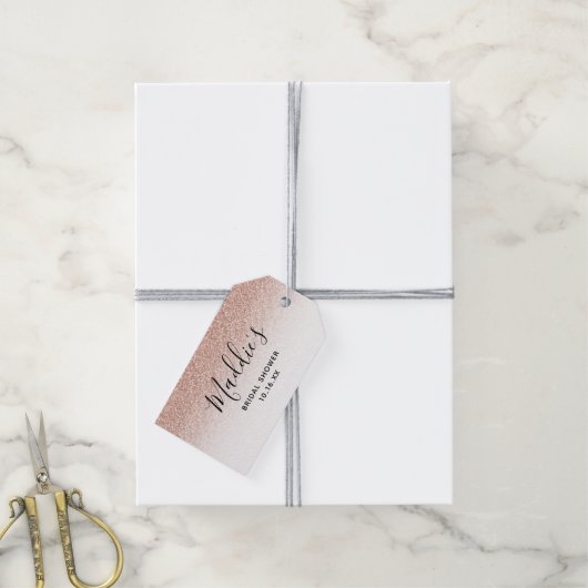 Pink Ombre Glitzer Brautparty Bridge Name Gefallen Geschenkanhänger (Mit Garn)