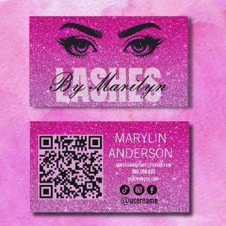 Pink Ombre Glitzer Lash Techniker Scann QR Code Visitenkarte