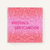 Pink Ombre Glitzer Monogram Sketchbook Notizblock (Vorderseite)
