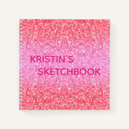 Pink Ombre Glitzer Monogram Sketchbook Notizblock