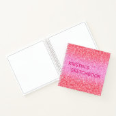 Pink Ombre Glitzer Monogram Sketchbook Notizblock (Innenseite)