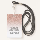 Pink Ombre Glitzer Sweet 16. VIP Pass Lanyard Ausweis (Rückseite mit Schlüsselband)
