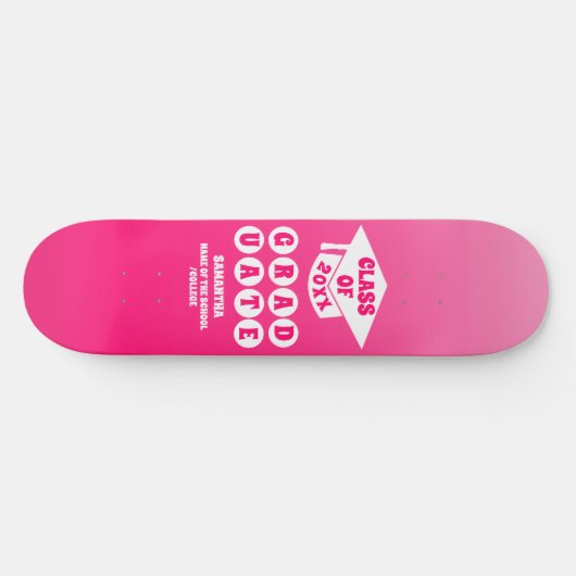 Pink Ombre Gradient Abschluss Skateboard (Horizontal)