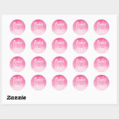 Pink Ombre Handschrift Custom Baby Dusche Runder Aufkleber (Blatt)