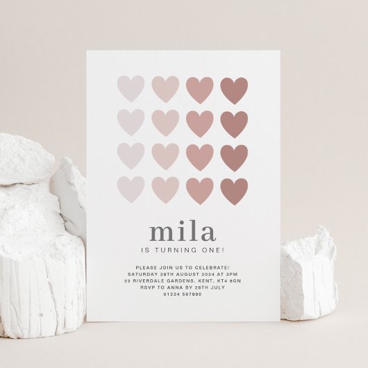 Pink Ombre Herzens Geburtstagseinladung Einladung