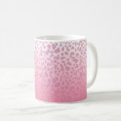 Pink Ombre Leopard Muster Custom Monogram & Name Kaffeetasse (VorderseiteRechts)