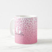 Pink Ombre Leopard Muster Custom Monogram & Name Kaffeetasse (Vorderseite Links)
