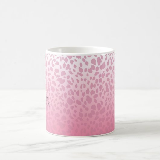 Pink Ombre Leopard Muster Custom Monogram & Name Kaffeetasse (Mittel)