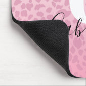 Pink Ombre Leopard Muster Custom Monogram & Name Mousepad (Ecke)