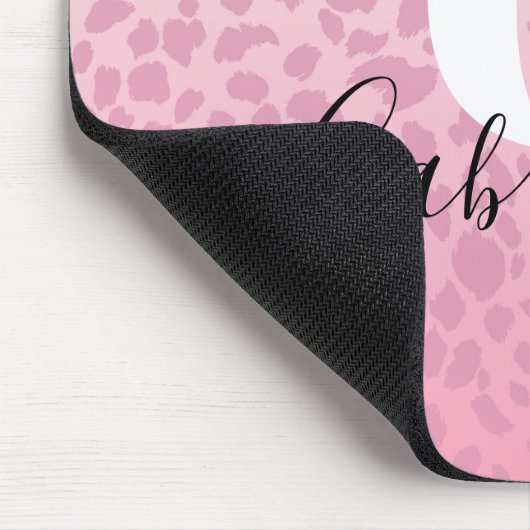 Pink Ombre Leopard Muster Custom Monogram & Name Mousepad (Ecke)