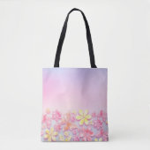 PINK OMBRE MIT PINK & YELLOW BLUMEN SCHALTFLÄCHEN TASCHE (Vorderseite)