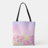 PINK OMBRE MIT PINK & YELLOW BLUMEN SCHALTFLÄCHEN TASCHE (Rückseite)