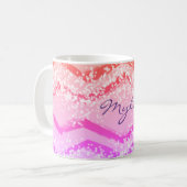 Pink Ombre Personalisiert Zig Zag Kaffeetasse (Vorderseite Links)