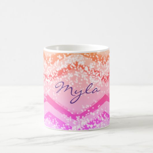 Pink Ombre Personalisiert Zig Zag Kaffeetasse (Mittel)
