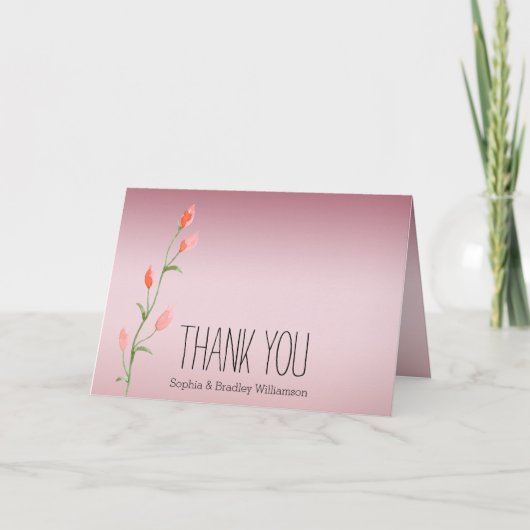 Pink Ombre Rose Vielen Dank Dankeskarte (Vorderseite)