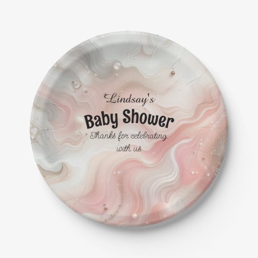 Pink Ombre Shimmers Baby Dusche Pappteller (Vorderseite)
