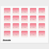 Pink Ombre Stripes Geschenk Tag Quadratischer Aufkleber (Blatt)