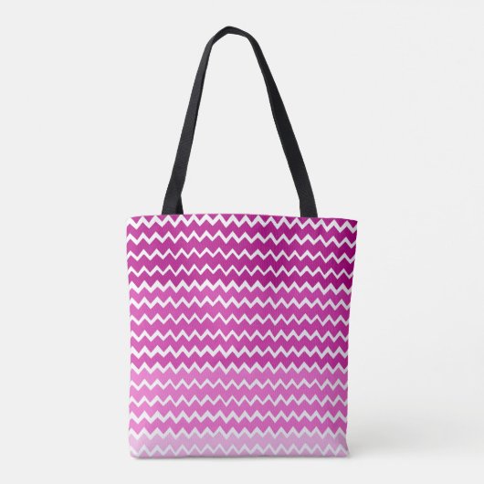Pink Ombre Zickzack Personalisiert Tote Bag Tasche (Rückseite)
