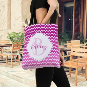 Pink Ombre Zickzack Personalisiert Tote Bag Tasche