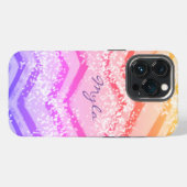 Pink Ombre Zig Zag iPhone Hülle (Rückseite (Horizontal))