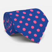 Pink On Blue Polka Dots Pattern Design Krawatte (Gerollt)