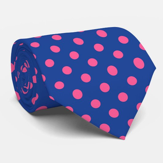 Pink On Blue Polka Dots Pattern Design Krawatte