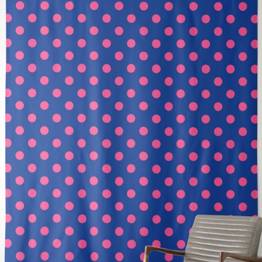 Pink On Blue Polka Dots Pattern Design Stoff