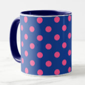 Pink On Blue Polka Dots Pattern Design Tasse