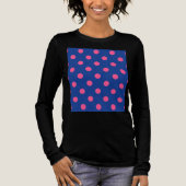 Pink On Blue Polka Dots Pattern Design Tri-Blend Shirt (Vorderseite)