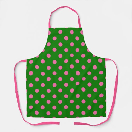 Pink On Green Polka Dots Pattern Design Schürze (Vorderseite)
