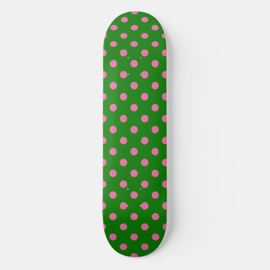 Pink On Green Polka Dots Pattern Design  Skateboard (Vorderseite)