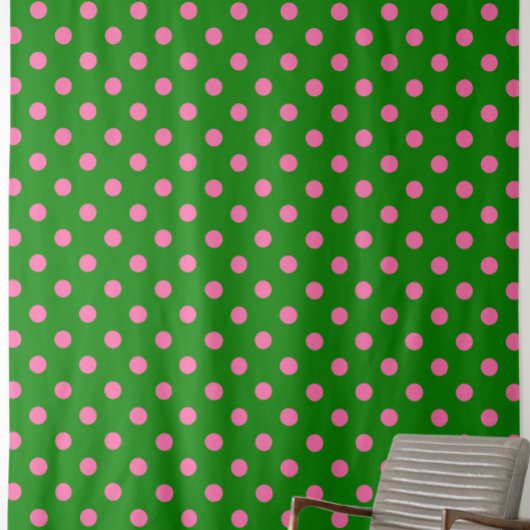 Pink On Green Polka Dots Pattern Design  Stoff