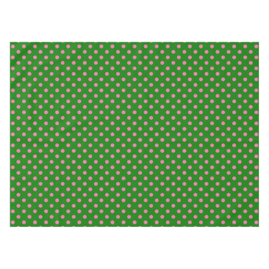 Pink On Green Polka Dots Pattern Design  Tischdecke (Vorderseite (Horizontal))