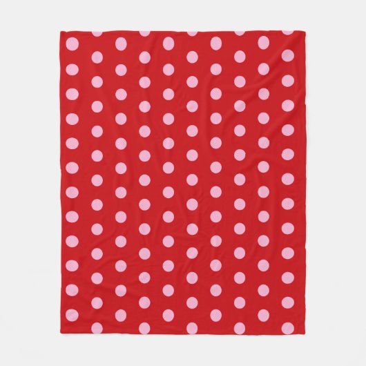 Pink on Red Polka Dots  Fleecedecke (Vorderseite)